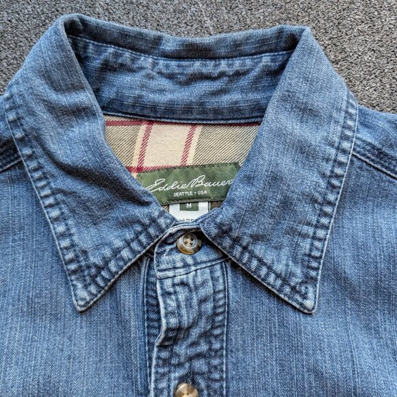 Eddie Bauer Flannel Lined Denim Overshirt - Picture 4 of 8